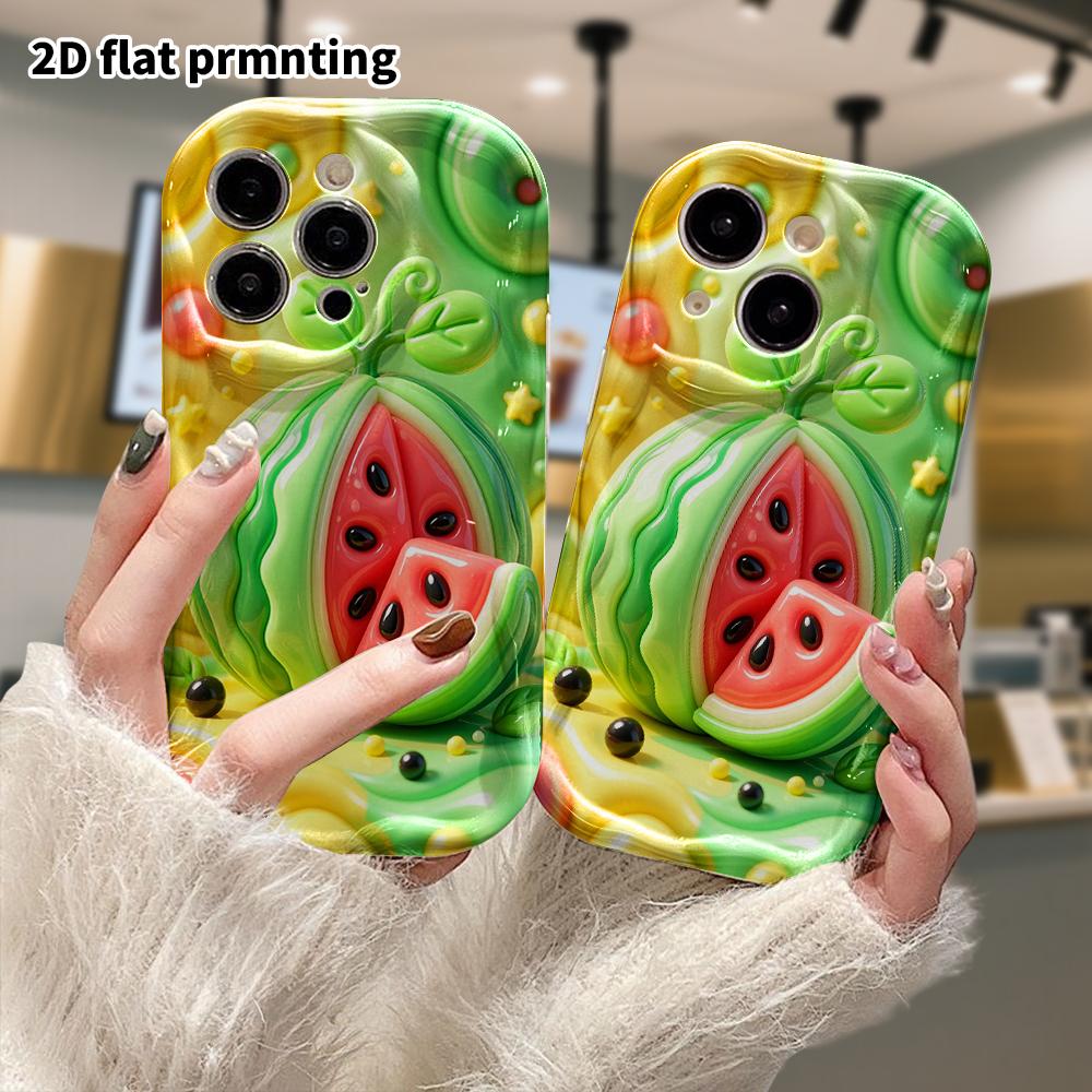 Phone case: 2D flat design, suitable for iPhone 18 17 16 15 14 13 Pro protective case, big watermelon ornament, perfect Christmas and Halloween holida