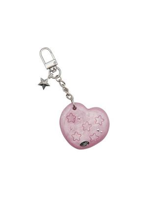 Nff Heart Star Mirror Key Ring-pink Pearl