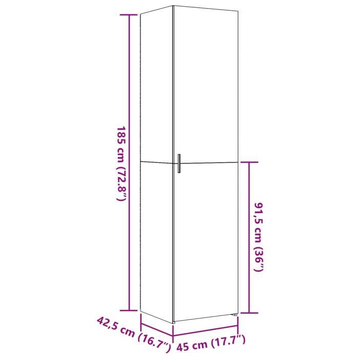 VidaXL Buffet haut gris béton 45x42,5x185 cm bois d'ingénierie, buffet, armoire de rangement, panneau latéral, armoire, 3281409