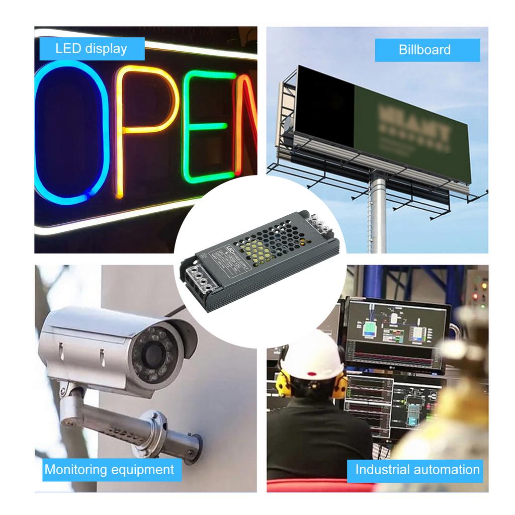 Neoglint Ultra Thin Power Supply Adapter Transformer for LED Strip Light AC190V 240V to DC 24V 8.3A 200W Power Supply