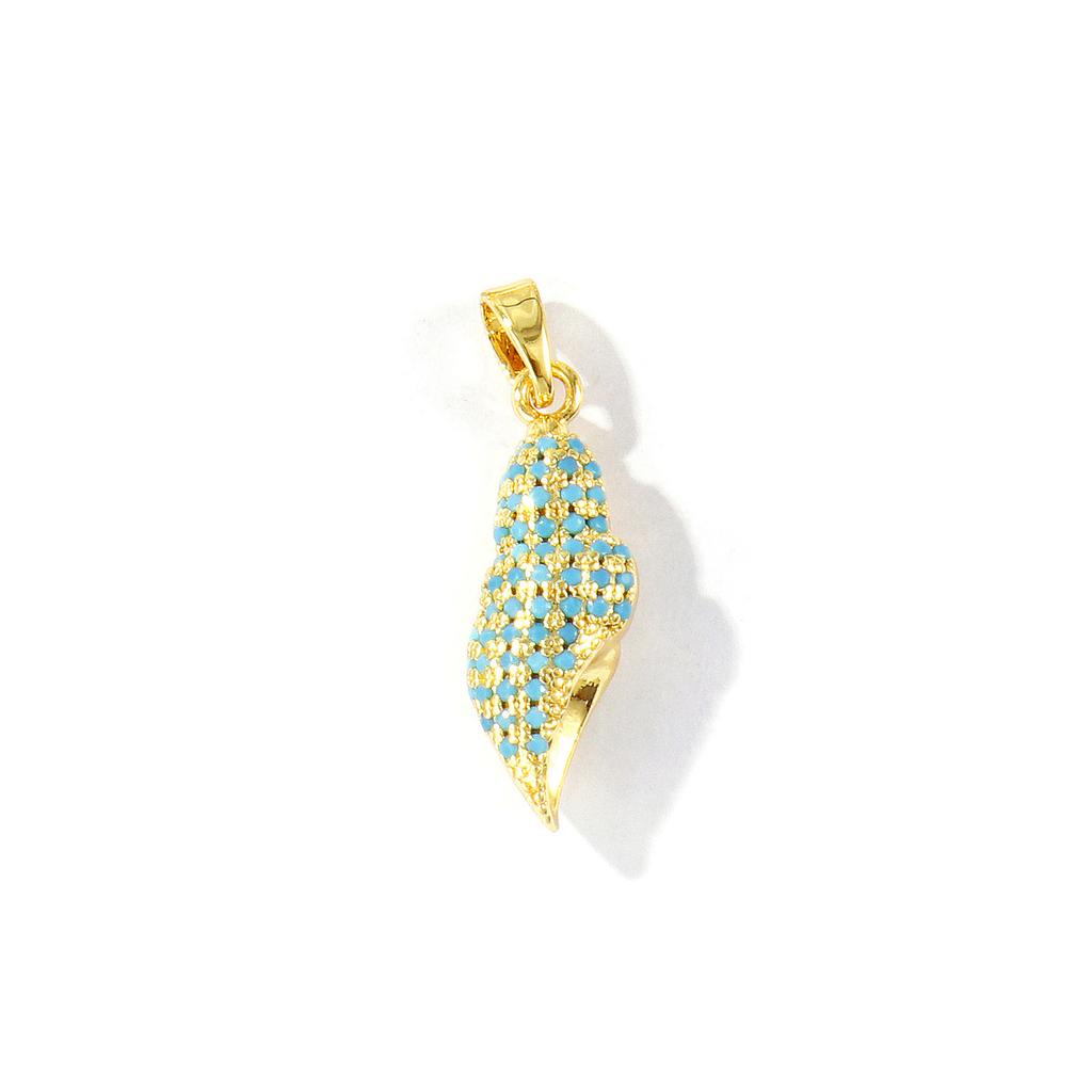 2 Pcs Blue Cubic Zirconia Ocean Charms Starfish Mermaid Conch Sun Shaped Melon Brass 18K Gold Plated Pendants For DIY Necklace