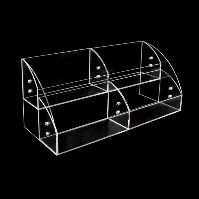 Clear Display Risers Stand 1 2 3 Tiers Makeup Organizers Acrylic Display Shelf with Dividers Dresser Display Stand