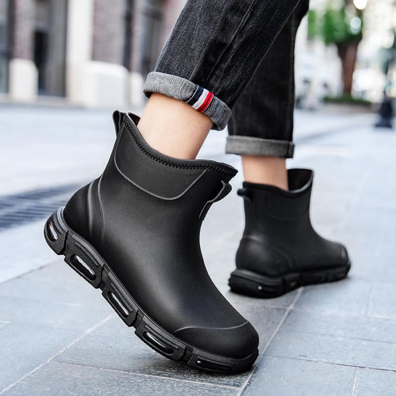 Fashion New Men's Rain Boots Rubber Gumboots Mid-calf Waterproof Working Boots Comfort Non-slip Fashion Men's Rain Boots Rubber Gumboots