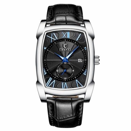 

RORIOS watch Men s Business Wristwatch with Luminous Display, Date Display, Rectangular Face, Waterproof Leather Band, Multi-Function Quartz Movement,