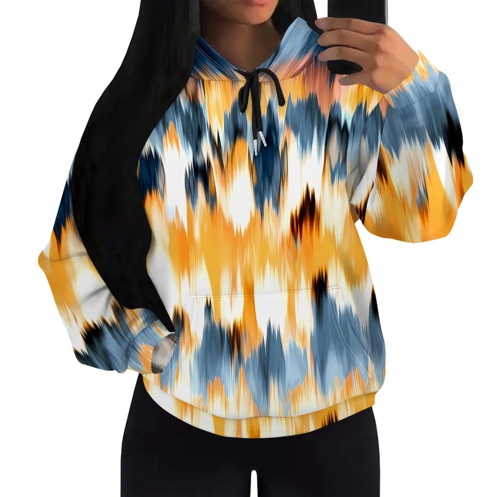 Women's Black Printed Hooded Sweatshirt with Patch Pocket - MH548