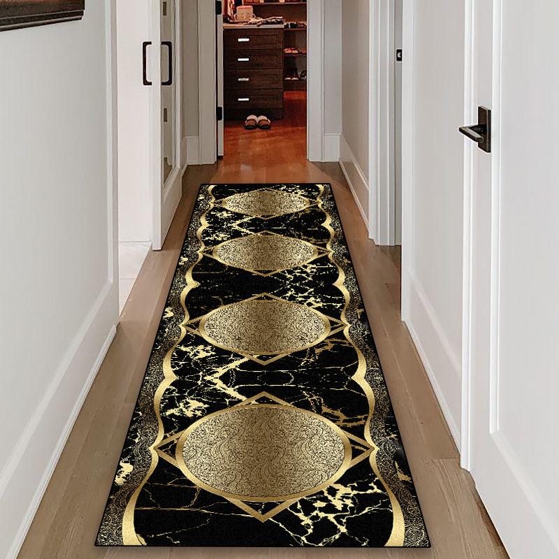 Luxury Modern Carpet Runner Hallway Non-slip Corridor Carpets Golden Aisle Rug Washable Living Room Decoration Long Floor Mats