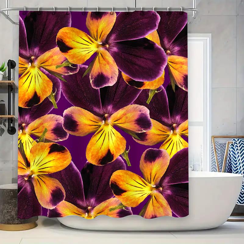 

Vibrant Floral Shower Curtain Purple Orange Yellow Printed Waterproof Fabric for Home Decor Bathroom Accessories Set 71X84 inche 90x180cm