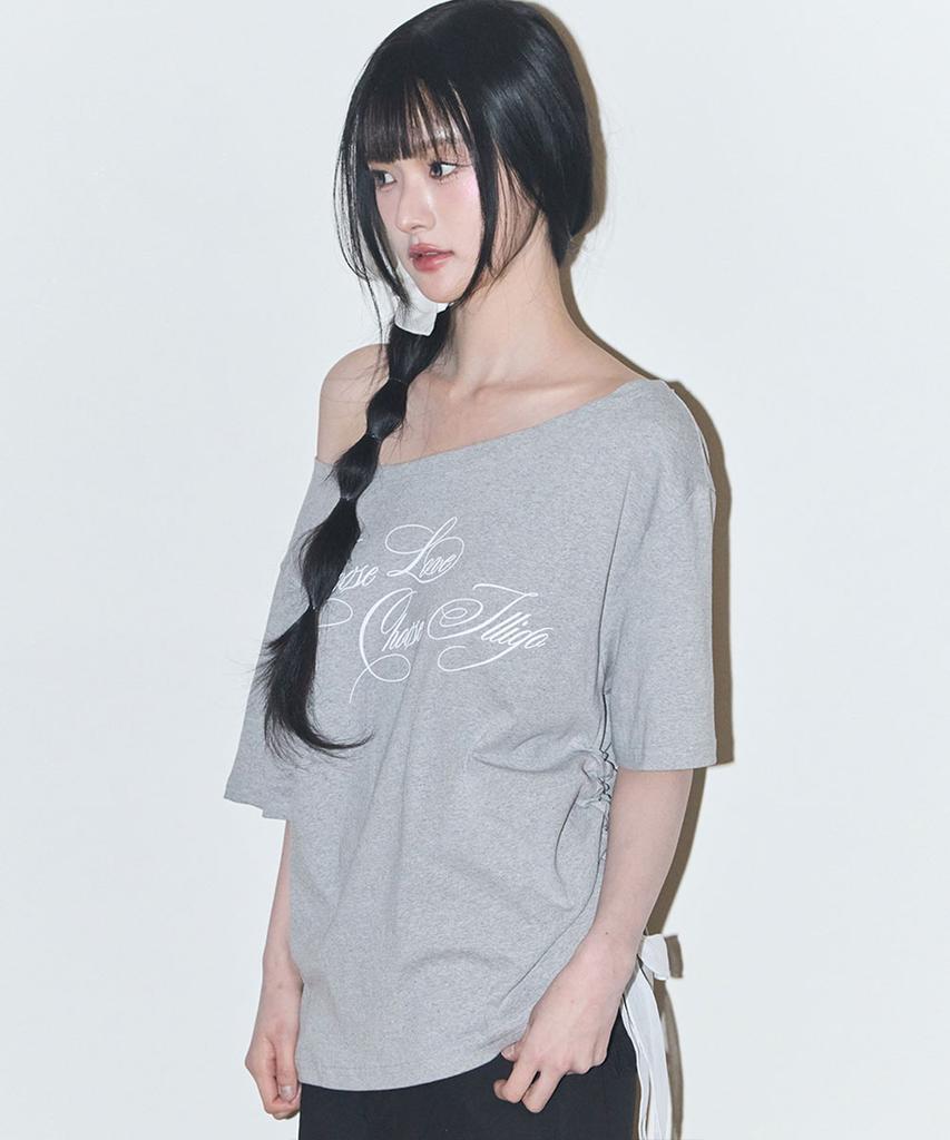 ILLIGO Sheer Ribbon Off-Shoulder Top Melange