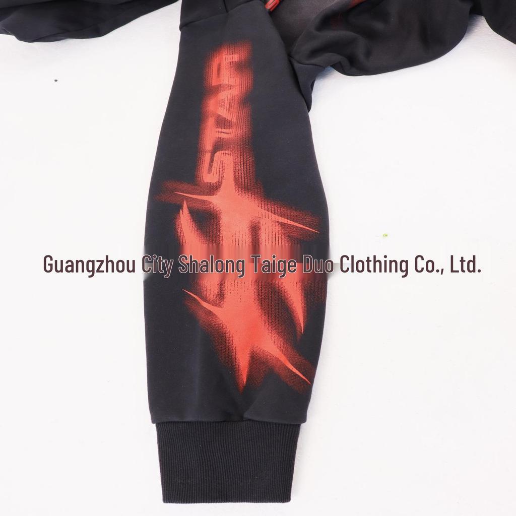 Retro Hell Star Unisex Hooded Cardigan with Large Logo - Celebrity Style