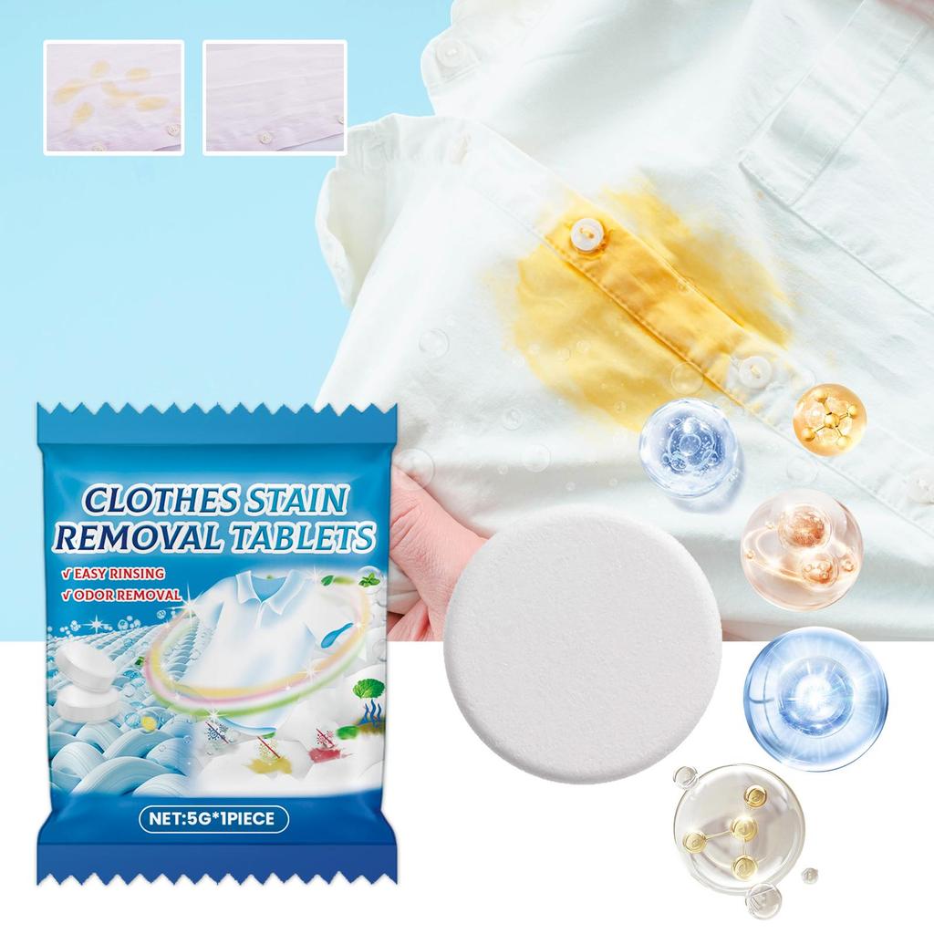 1 Stück Fleckenentferner-Schaumtabletten Tiefenreinigung Weiße Kleidung Hartnäckige Flecken Fettflecken Langanhaltender Duft