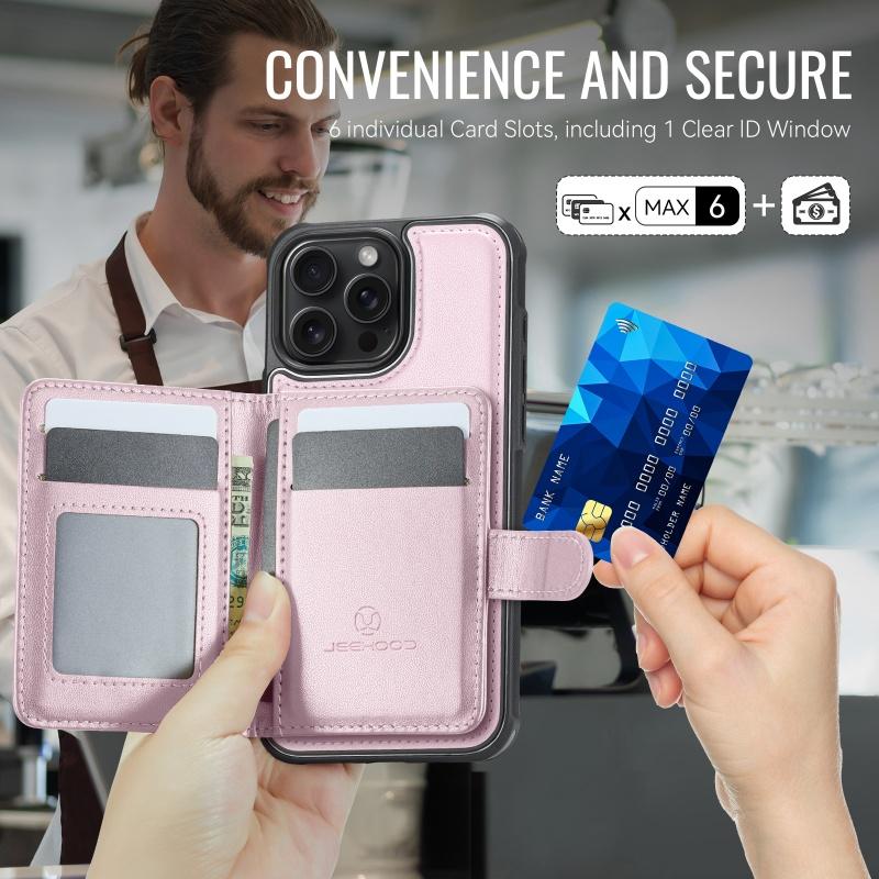 Magsafe Magnetic Leather Wallet Card Phone Case for iPhone 17 Air 16E 16 15 Pro Max 14 Plus 13 12 11 X XS XR 8 Flip Purse Cover
