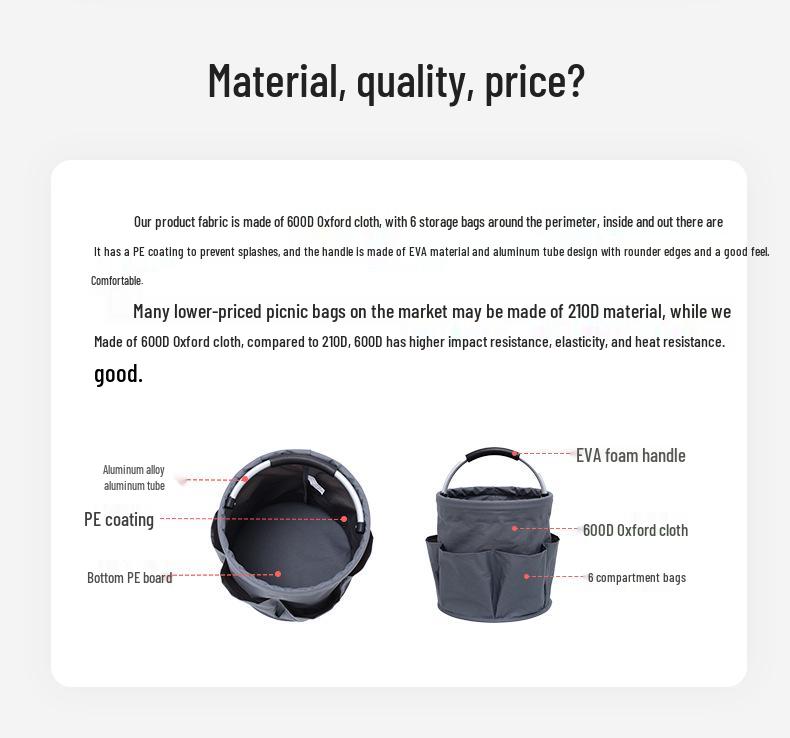 Portable Foldable Picnic and Beach Basket - Handheld Toiletry, Bath, Household & Shopping Bag