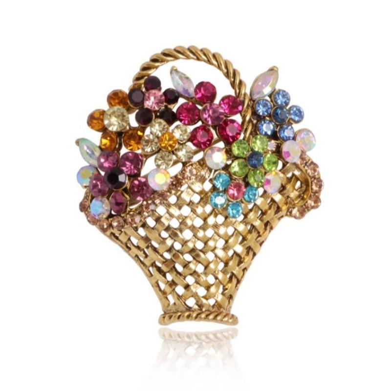 

Stylish Crystal Flower Flower Basket Brooches Vintage Brooches Pin Elegant Coat Jewelry Coat Decoration