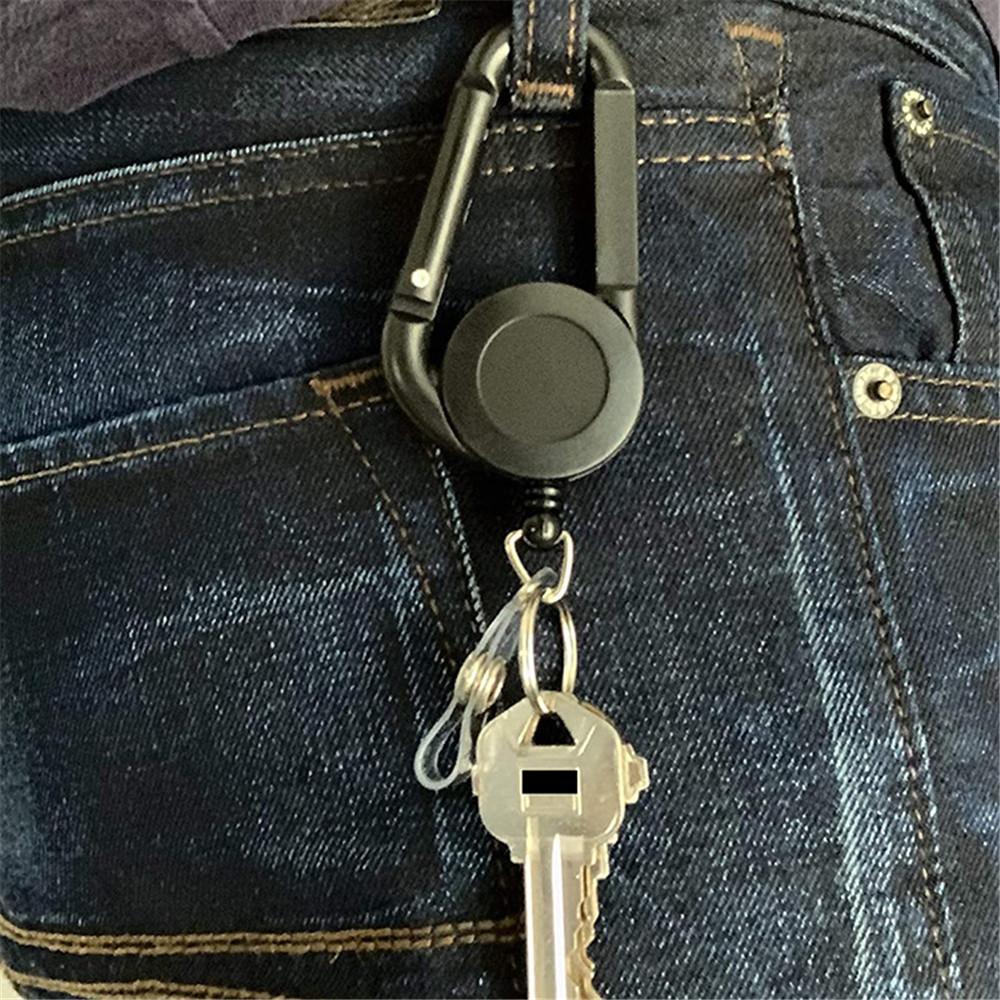 ID Card Key Chain Lanyard Clip Key Ring Retractable Pull Name Tag Recoil Badge Belt Rope Holder Heavy Duty Keyring Keychain