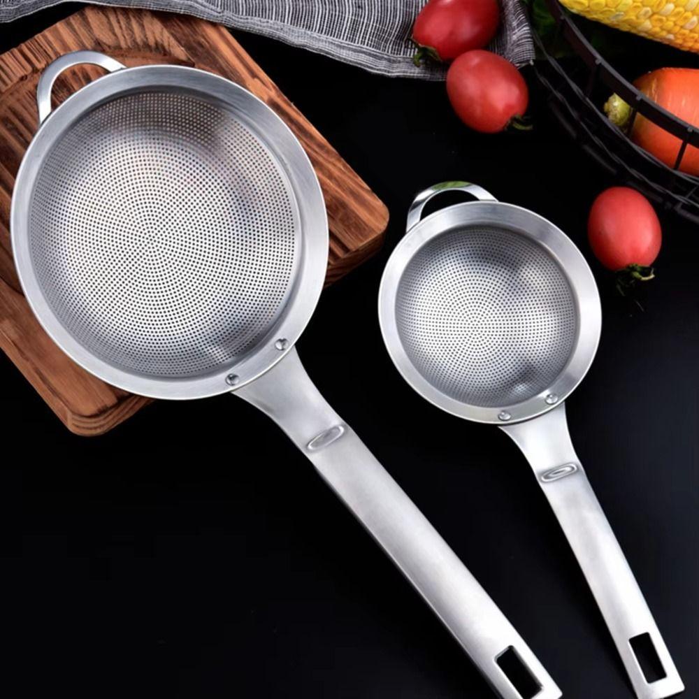 304 Stainless Steel Fine Mesh Filter Spoon Long Handle Kitchen Sieve  Flour Sifting