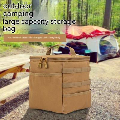 Camping Storage Bag Picnic Basket Large Capacity Outdoor Camping Lamps Gas Stove Gas Canister Pot Carry Bag Storage Picnic Bag
