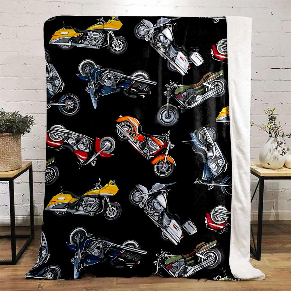 Motorcycle Pattern Blanket bedroom Blanket for Livingroom Couch lunch break Soft throw for Friend's festival Gift