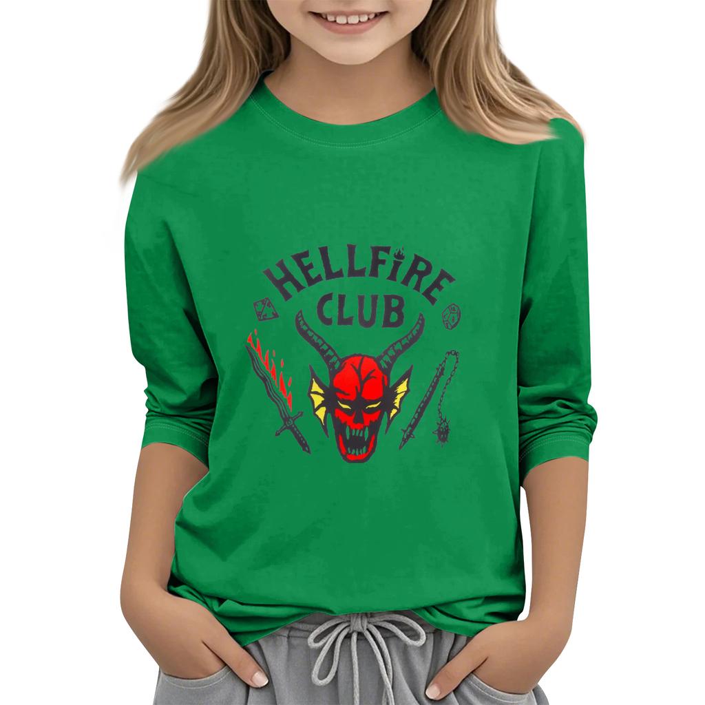 Kinder Mode Dreiviertelärmel Rundhals Bedrucktes Lässiges T-Shirt Top
