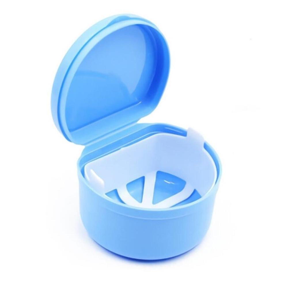 

Dentist Denture Box Care Bath Box Cleaning False Teeth Storage Box Tooth Case Oral Retainer Case with Hanging Net Container синій