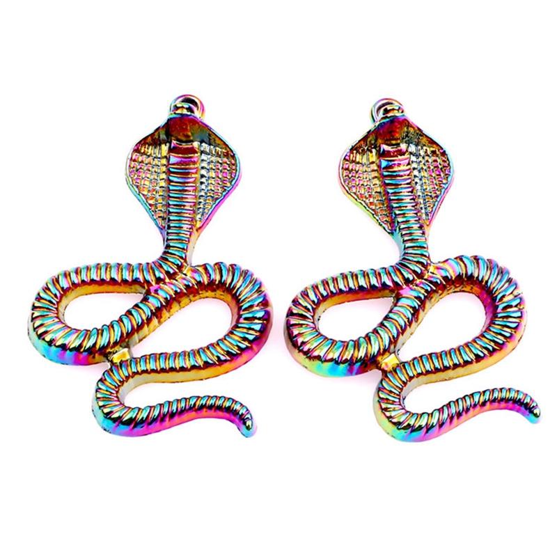 Snake Charm Cobra Rainbow Pendant 5pcs Mix Animal Charms For Jewelry Making Supply DIY Necklace Fashion Earring Punk Accessories