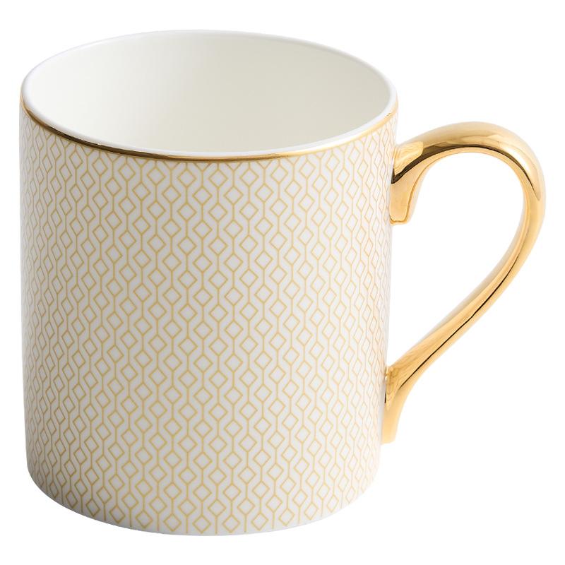 European Style Golden Edged Bone China Coffee Cup Office Electroplated Ceramic Mug Afternoon Tea Cups Household Drinkware
