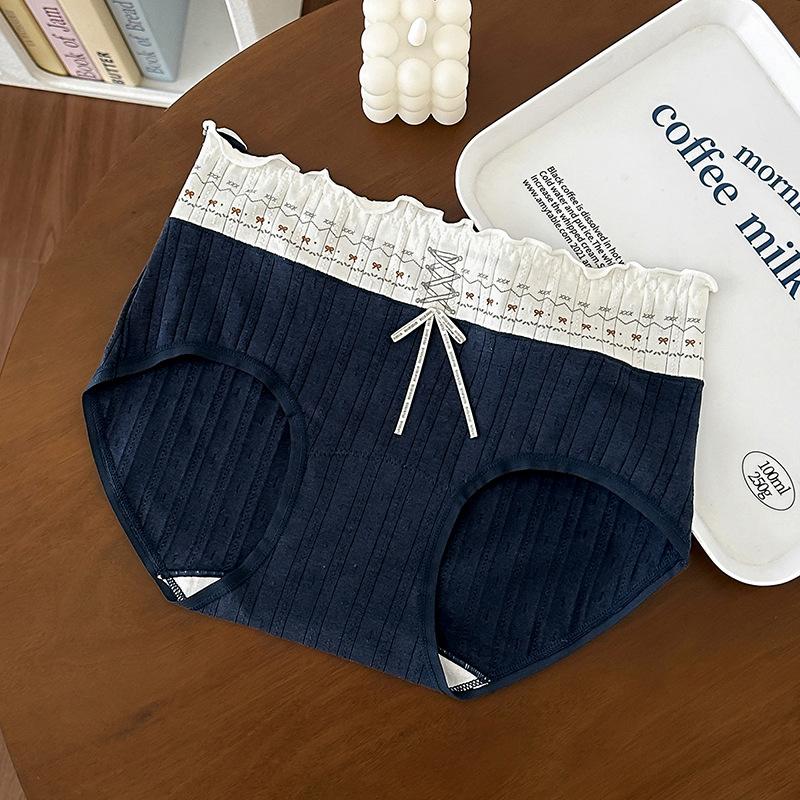 Women's Summer Jacquard Cotton Fake Two Design Feel Fungus Edge 10A Antibacterial Crotch Waist Triangle Briefs