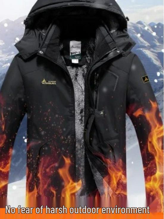 Men's Winter Windproof Fleece-Lined Cotton Jacket - Thickened Outerwear for Outdoor Cold-Weather Protection