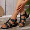 Fashion Roman Style Black Wedge Sandals for Women Summer Thick Sole Non Slip Beach Shoes Woman Comfort Soft Sole Outdoor Sandalias Mujer