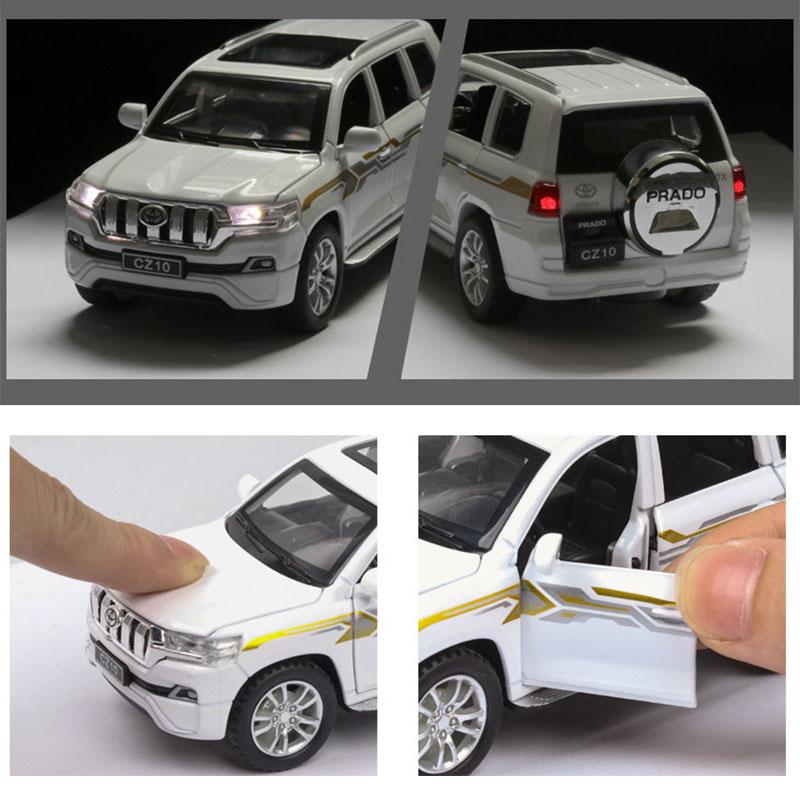 1/32 Scale Prado SUV Diecast Car Model Toy, Pull Back Toy Vehicle with Sound and Light for Kids Toddler Boys Girls Gift Collection