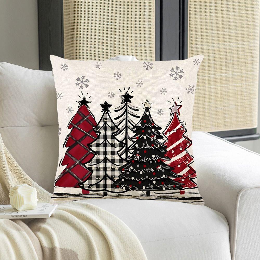 2Pcs Microfiber Xmas Throw Pillow Case 45x45cm Sofa Pillowcase Christmas Tree Cushion Cover Pillow