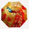 1PC Peacock Flowers Automatic Open/Close Umbrella with Windproof, 8-Rib Sturdy Canopy, Durable Ribs, Fashionable Design, 1304A