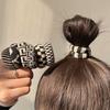 5pcs Simple and Versatile High-stretch Black and White Checkered Traceless Hair Ring