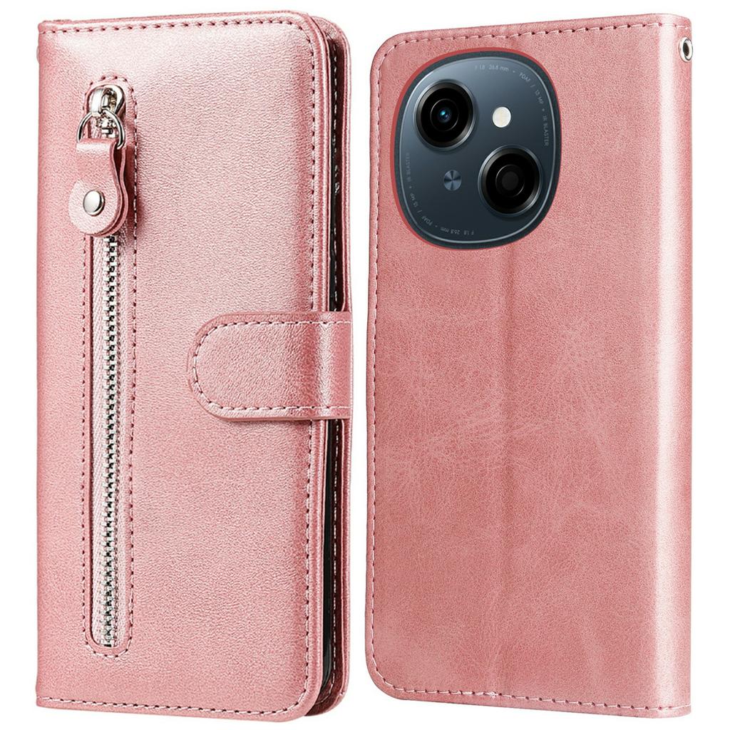 Zipper Wallet Case for TECNO Spark Go 2025/Spark Go 1/Pop 9 4G Calf Texture Leather Phone Cover