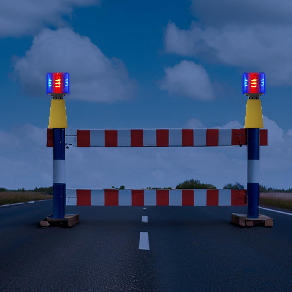 Solar Traffic Signal: Red/Blue Flashing Light with Alarm Sound