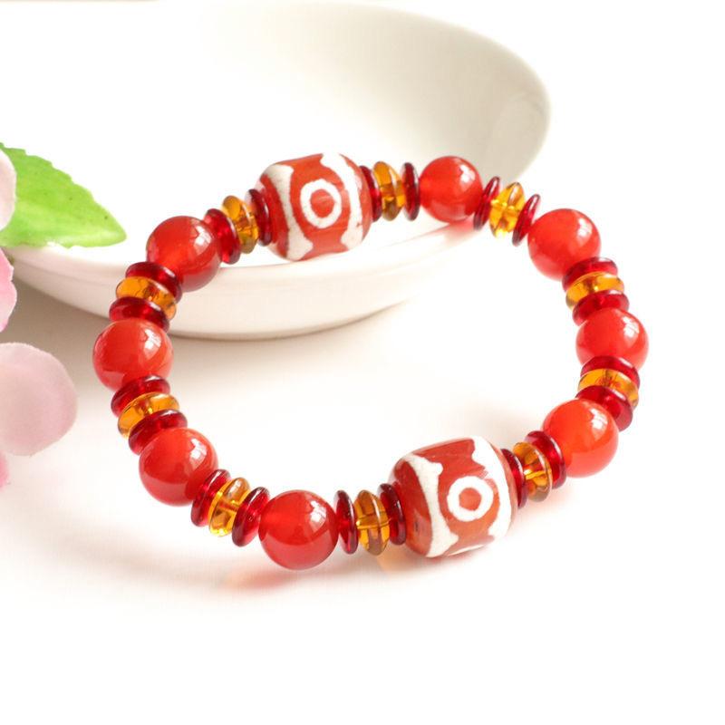 2026 Three Eyes Tibet Beads Bracelet Jewelry Red Agate Live Delivery Chinese Style S1122561