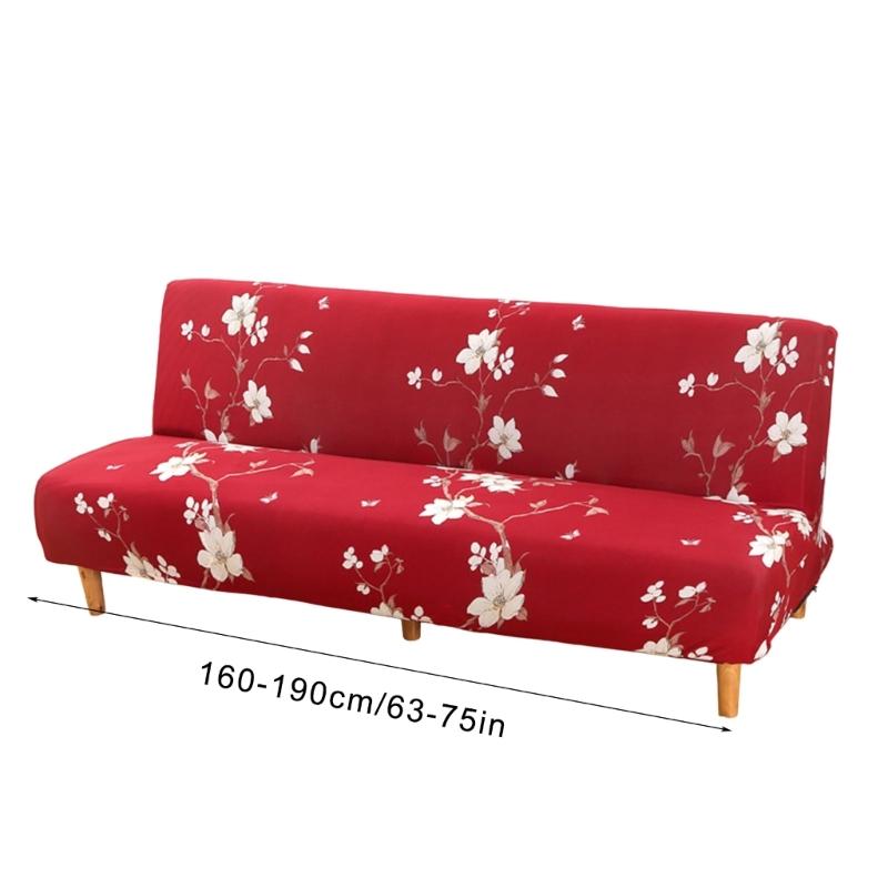 Foldable Sofa Bed Slipcover Armless Futon Stretch Couch Cover for Small Space