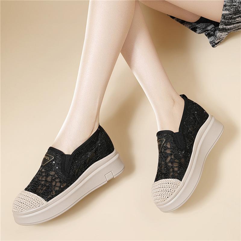 

Inner lace mesh breathable fisherman shoes spring and summer new lightweight soft sole one pedal free casual shoes 35