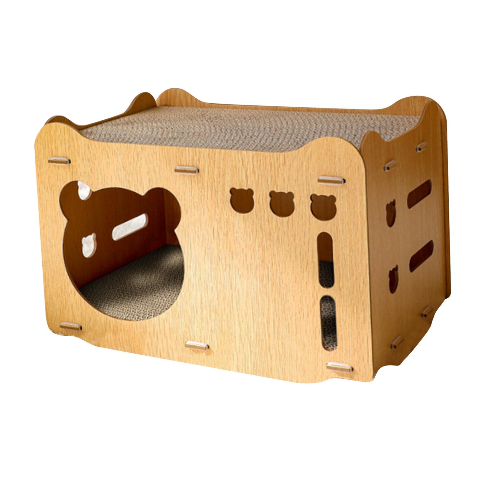 

Cat Scratcher Hideout Scratch House Double Layers Stackable Wear Resistant Cat Cardboard House with 2 Scratch Pads