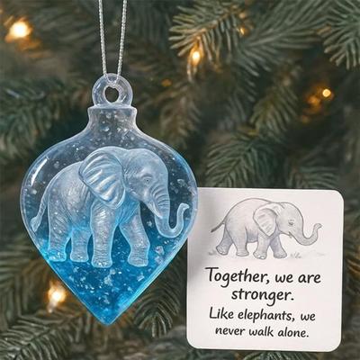 Yousheng Christmas Tree Ornament Gradient Blue Elephant Pendant for Xmas Decor Light Exquisite Winter Wonderland Hanging Ornament Holiday Gift