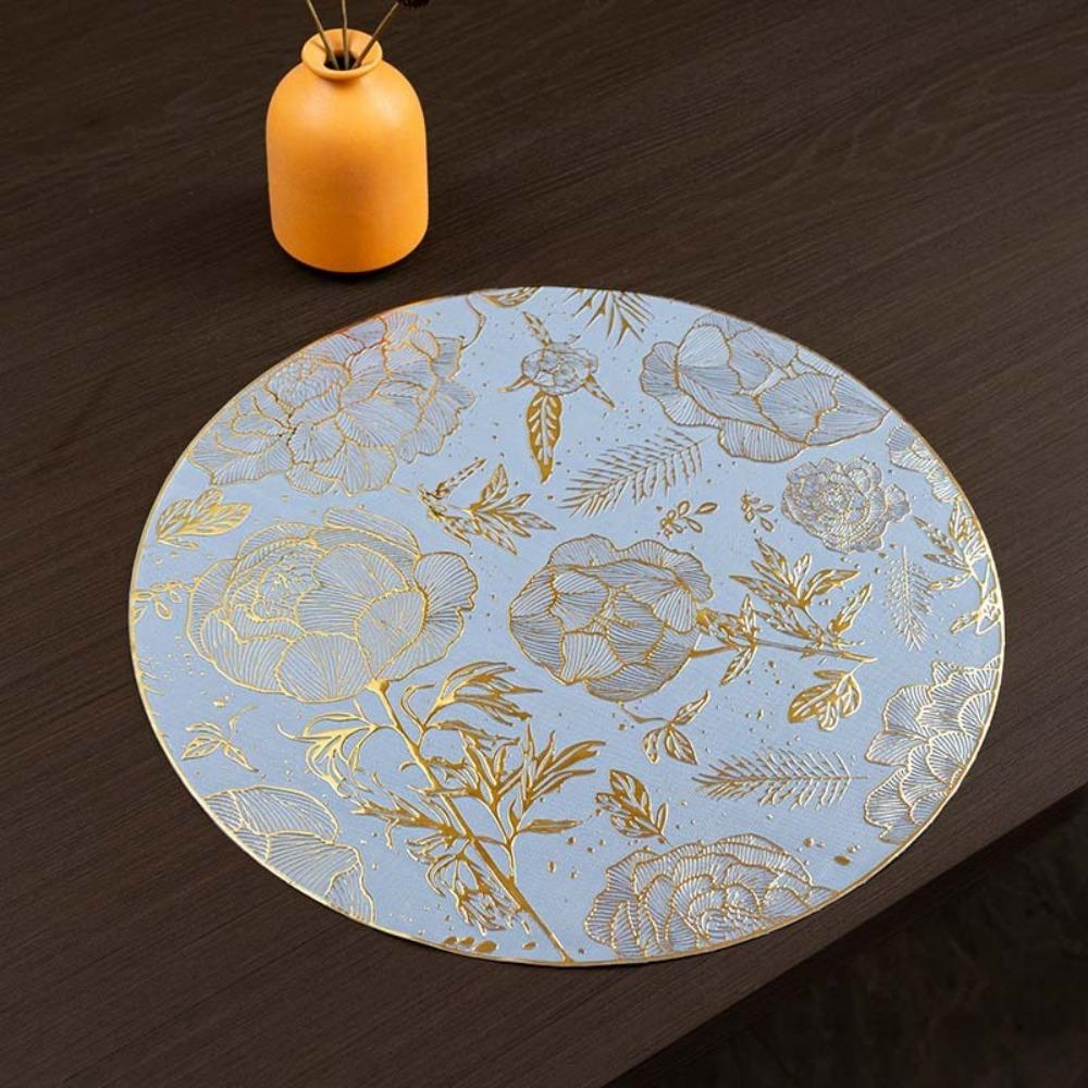2PCS Colorful Flower Placemat Waterproof Table Mat Simple Dining Mat  Home