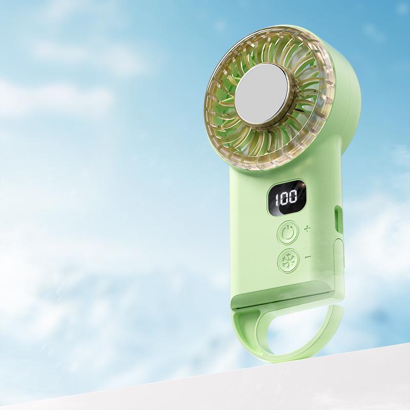 Portable Ultra-Thin Handheld Cooling Fan with Carabiner 1800mAh Battery