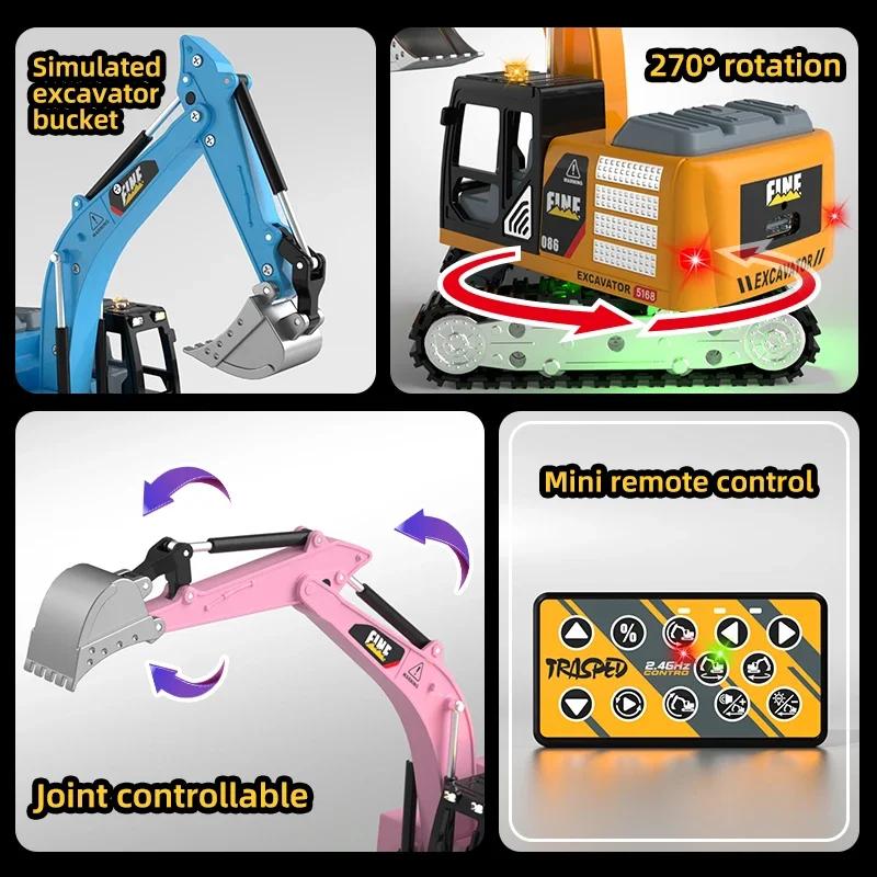 JJRC 1:64 2.4G MINI RC Excavator Engineering Vehicle Alloy Desktop RC Dump Truck Remote Control Excavator Engineering Car Toys