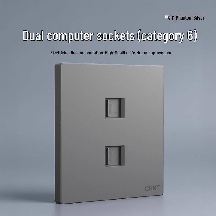 Chint 16A One-Gang 5-Hole Air Conditioner Wall Socket, Cream, Type 86, Phantom Silver Grey