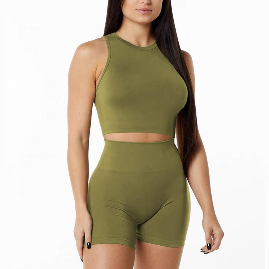 Yoga Clothes Women's Suit, High-end Sense Summer Gathering, Showing Chest, Slim and Thin Fitness, Running Yoga Two-piece Set