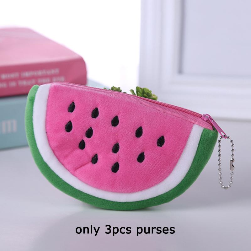 WTEMPO Cute Mini Coin Purses Zipper Storage Bags with Keychains Creative Small Semi-circular Watermelon-shaped Key Bags Daily Use Change Pouches
