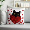 1Pc Valentine's Day black cat pillow cover, single-sided printed pillow sofa cover