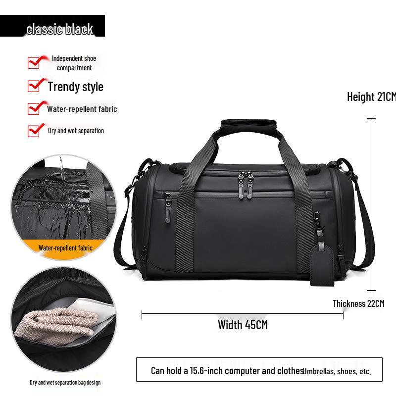 

Large Capacity Travel Bag for Sports, Fitness, and Commute with Wet/Dry Separation