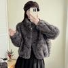 Women's Winter Eco-Friendly Short Shearling-Style Mink-Look Coat for Petite Women