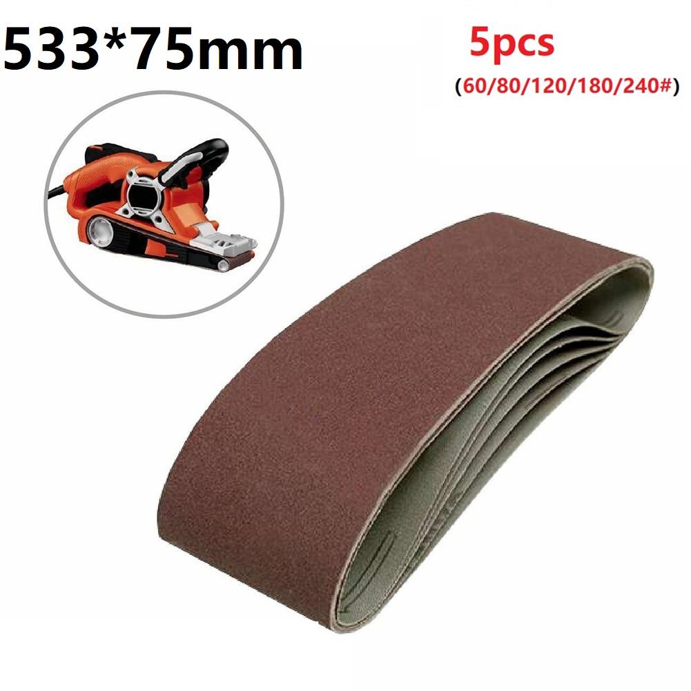 5pcs 75x533mm Sanding Belt 60-240 Grits Abrasive Band Sanding Screen Belt Soft Cloth For Wood Soft Metal Polishing Tools