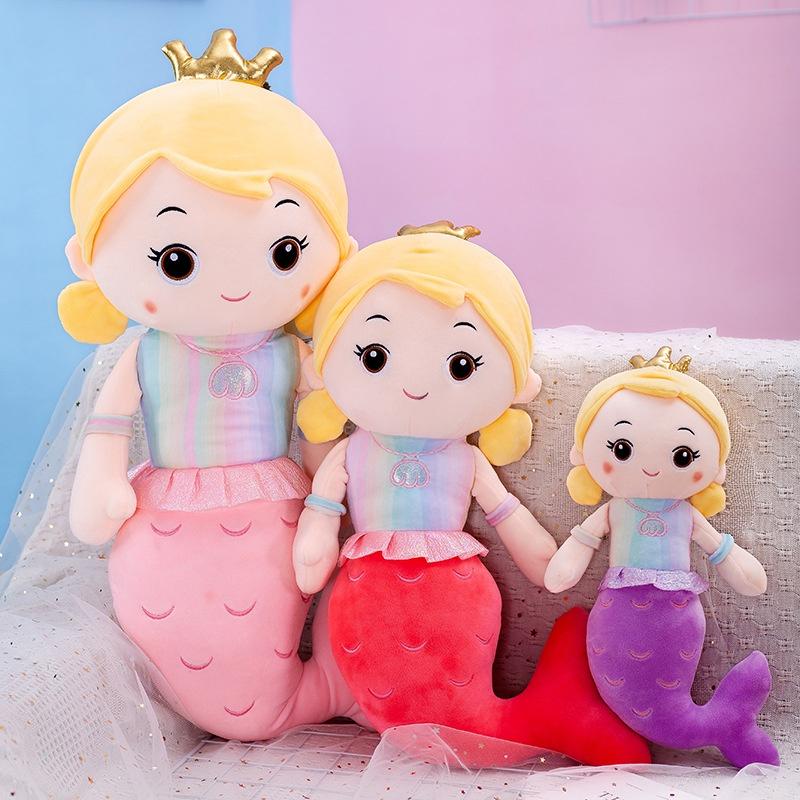 Cute Mermaid Plush Pillow Toy For Girls, Princess Bed Decor, Soft Velvet Stuffed Doll